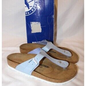 NIB BIRKENSTOCK GIZEH PATENT LEATHER‎ SANDALS NARROW FIT EU 42 US 11